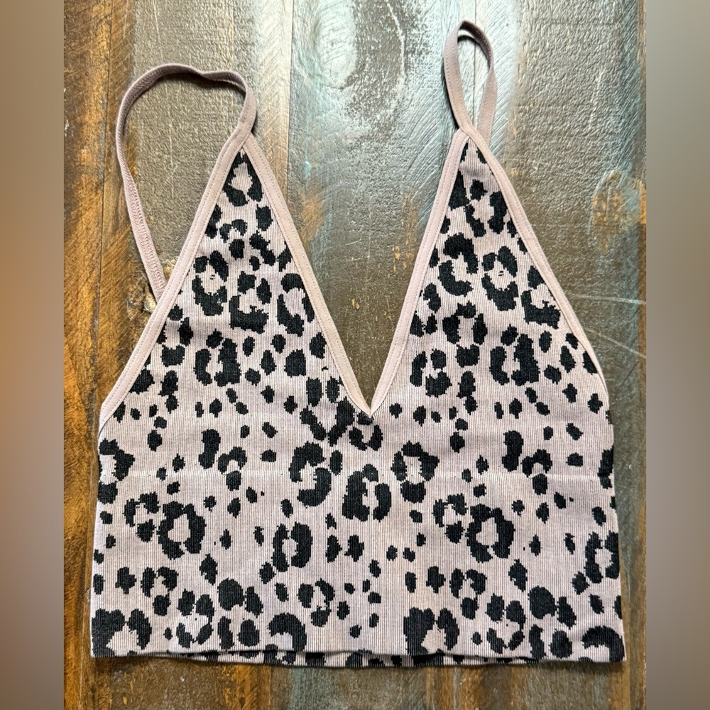 Free People Intimately FP We The Free Leopard Print‎ Triangle Bralette XS/S NWOT
